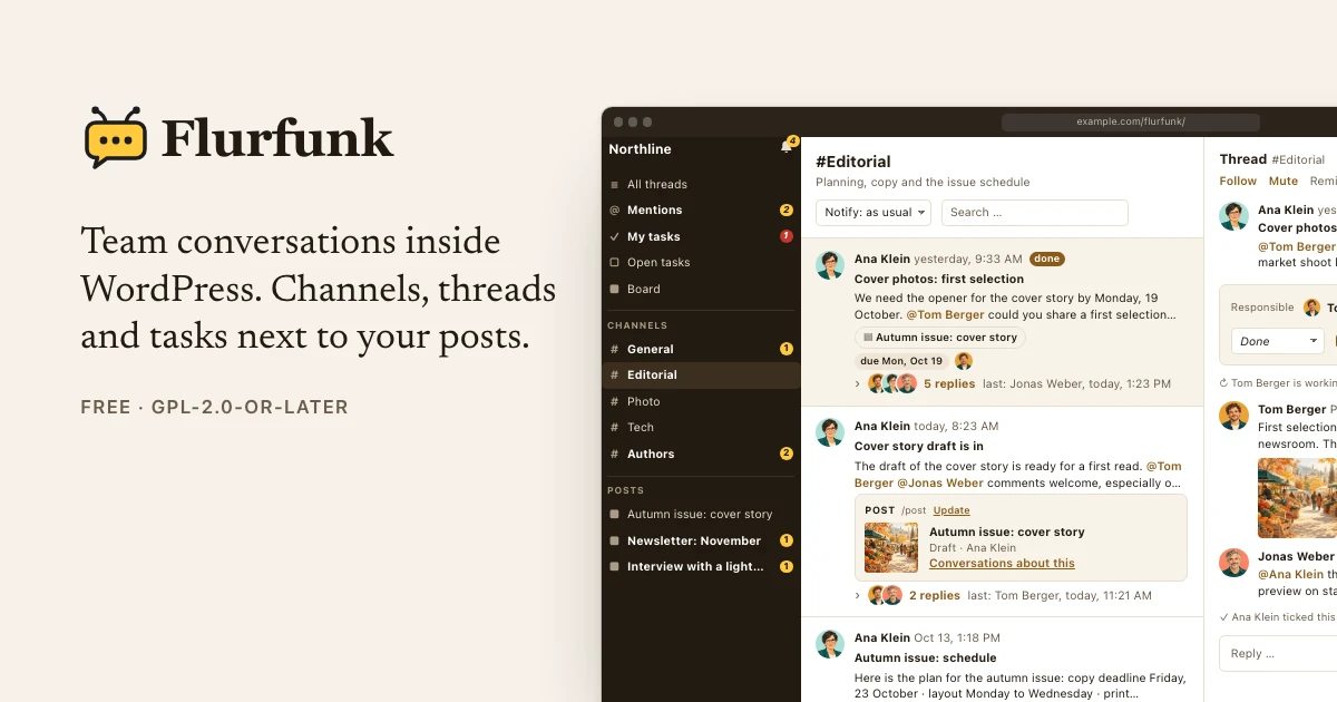 Flurfunk: Team Conversations Inside WordPress